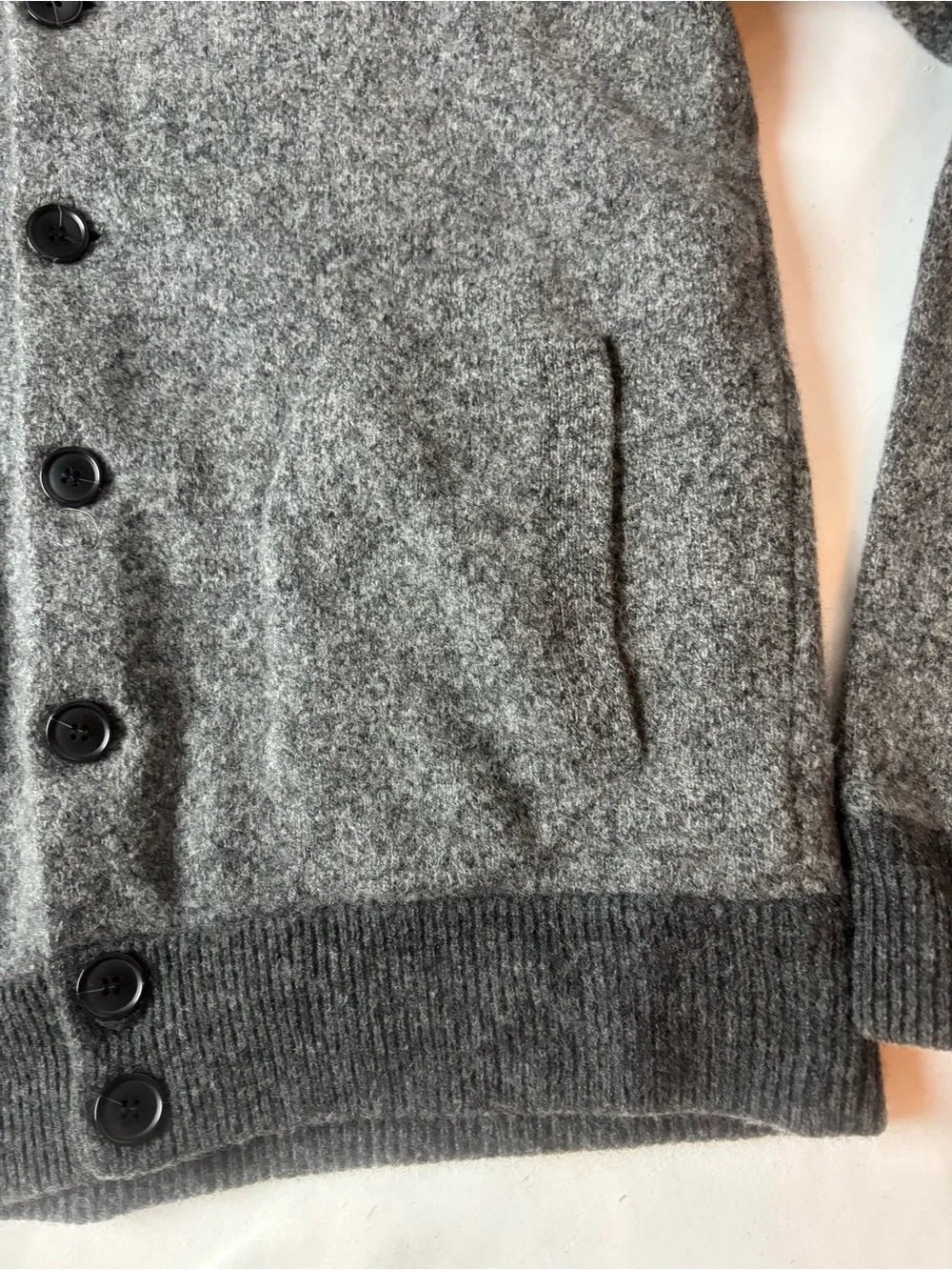 J Crew Bomber Sweater Mens Gray Cardigan 100% Lambswool Charcoal G9128 M READ